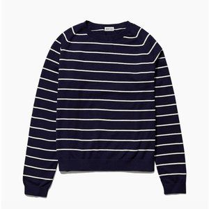 NWT KULE The Lennon Organic Cotton Navy White Stripe Crew Neck Sweater XL